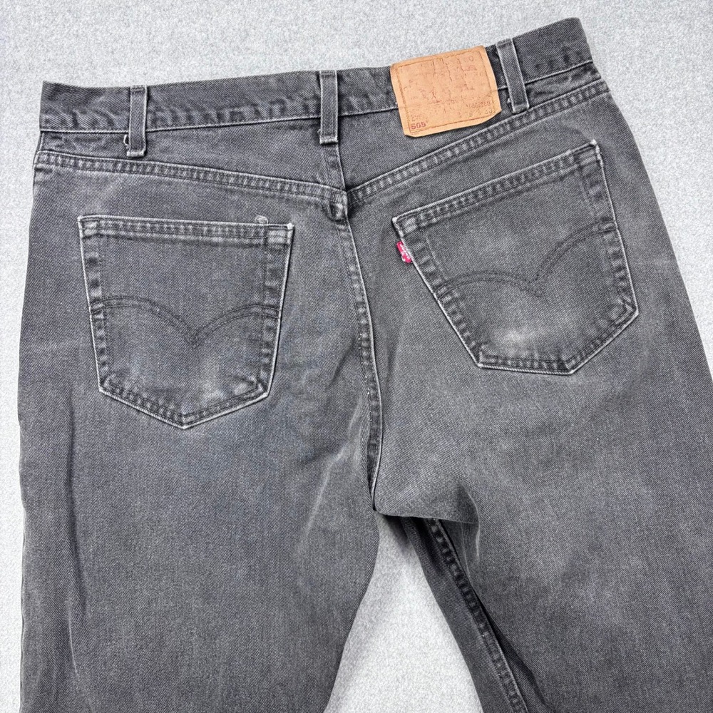 Vintage 90s Levis 505 Jeans Men 36x30 (Fits 34x30) Faded Black Holed 1991 *FLAW